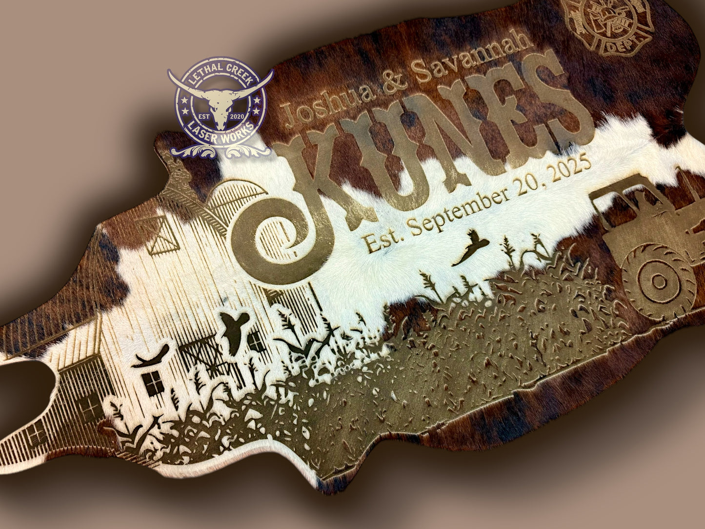 Custom Themed 3ft COWHIDE