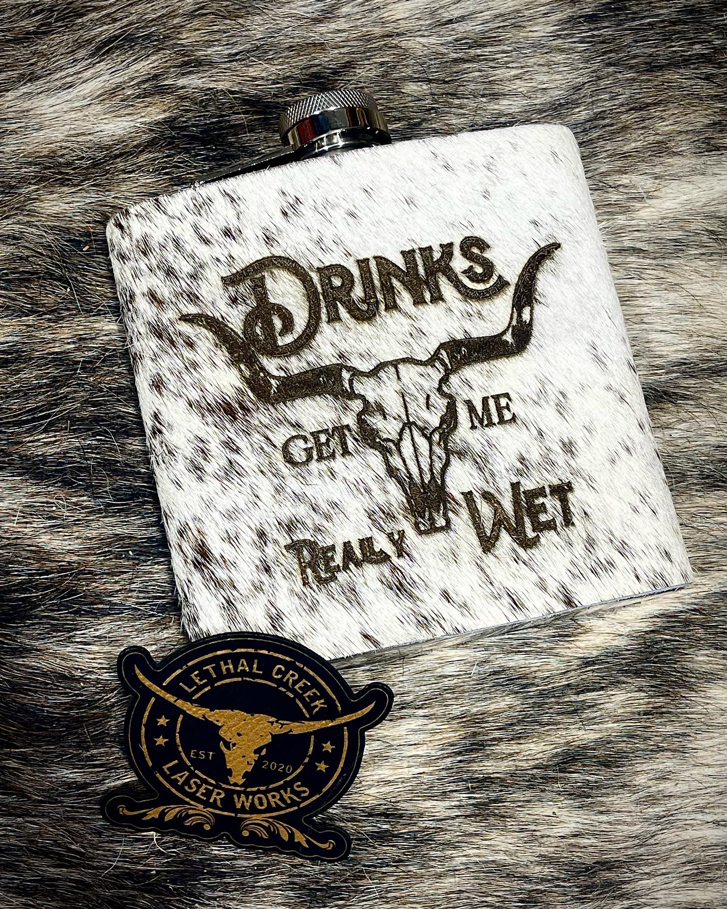 Get Branded Cowhide Flasks 8oz
