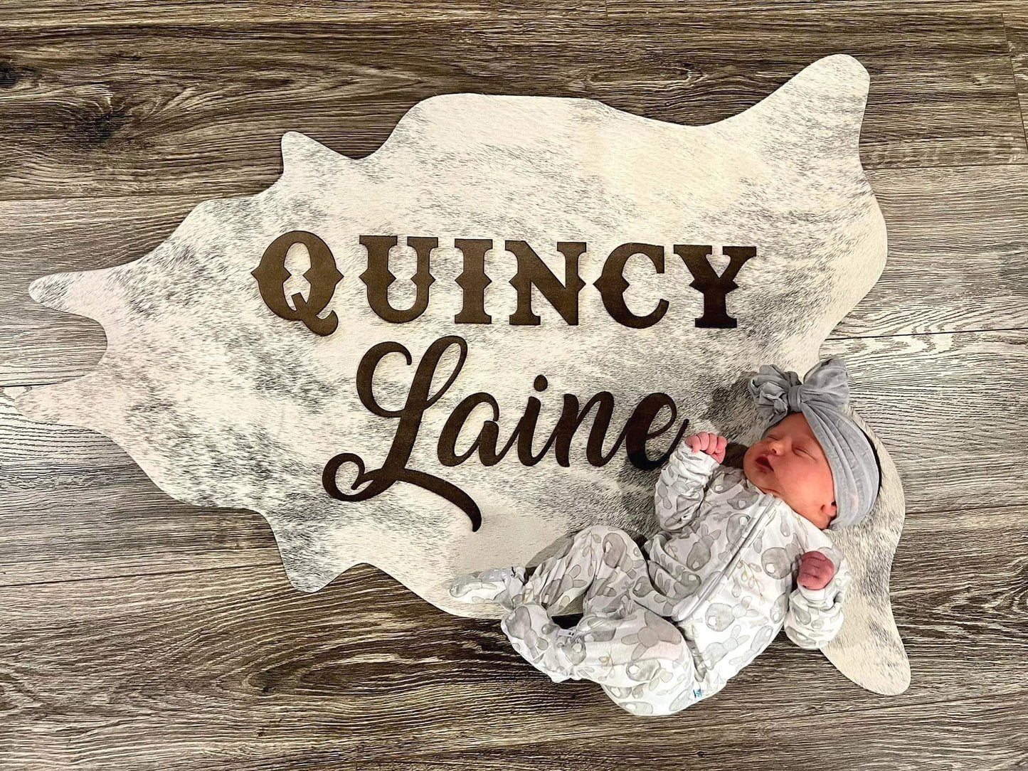 BUNDLE UP~MINI COWHIDE with ANNOUNCEMENT TAG