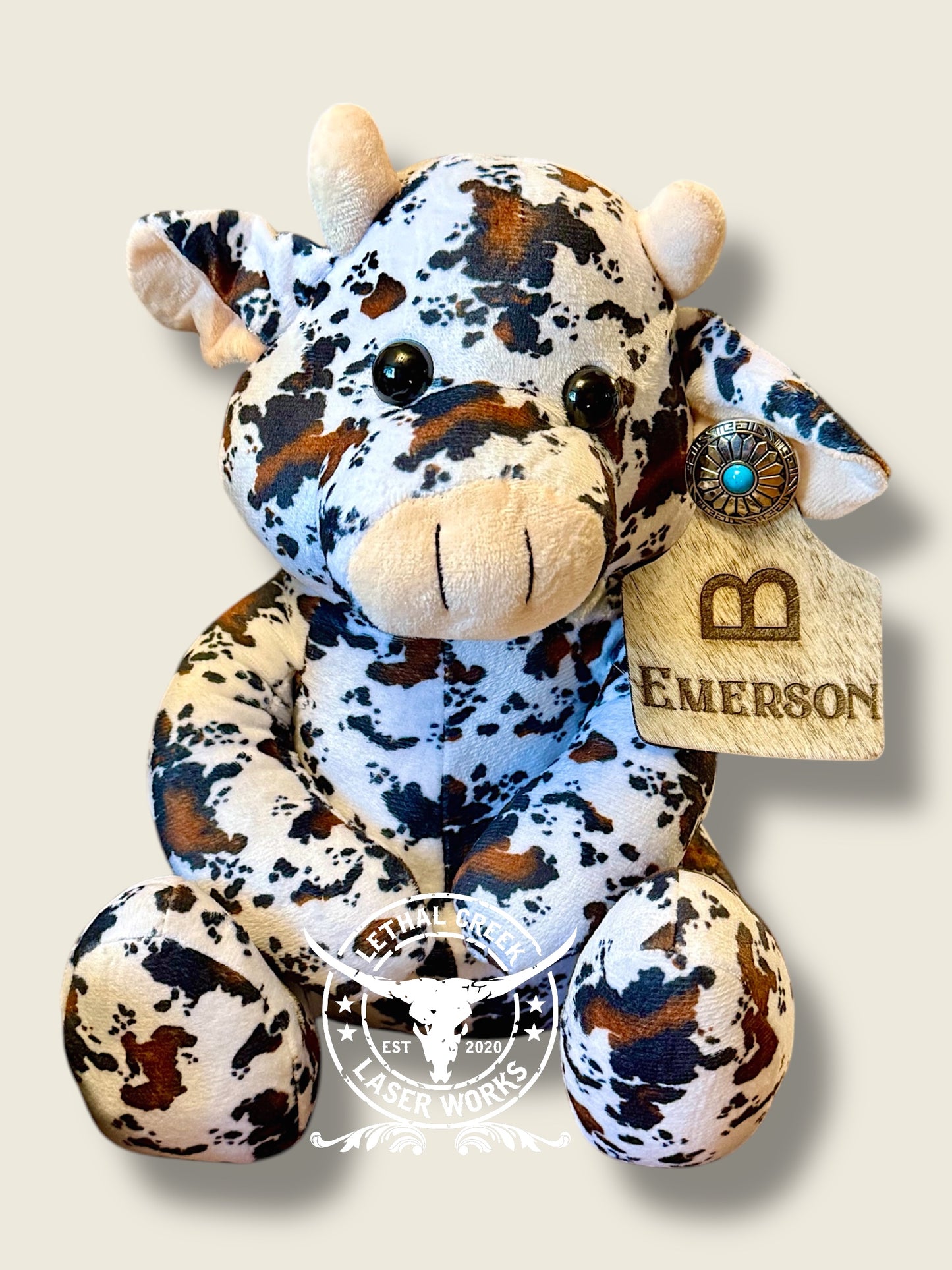 Cow Plushie with Custom Ear Tag
