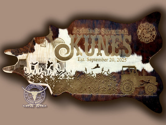 Custom Themed 3ft COWHIDE