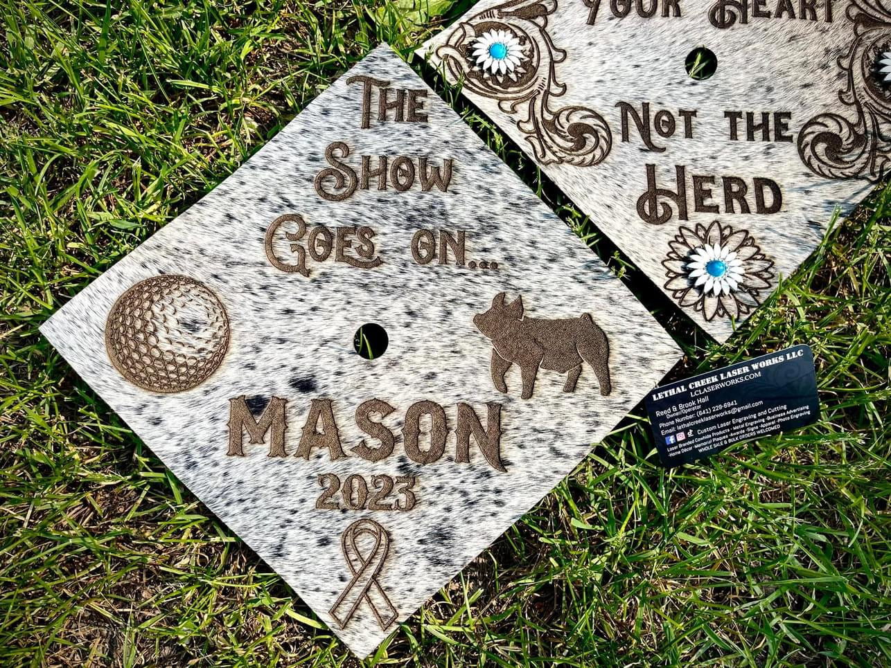 FULLY CUSTOM COWHIDE GRAD CAP COVERS