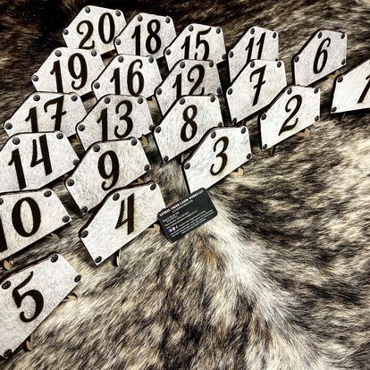 Cowhide Table Numbers - Wedding Favors