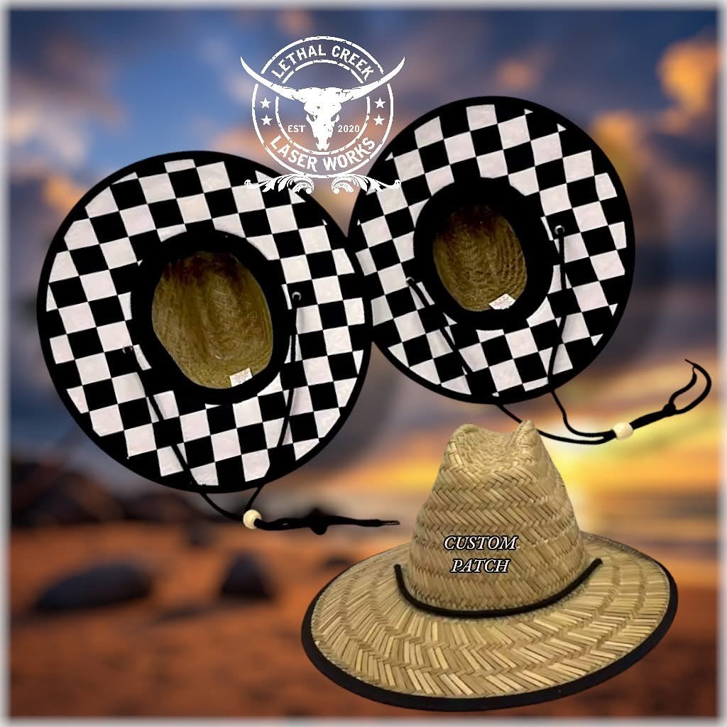 YOUTH SIZE STRAW HAT CUSTOMIZED WITH PATCH