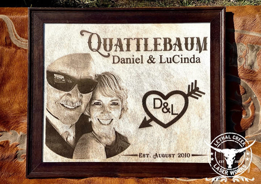 18”x24” PHOTO ENGRAVED COWHIDE ARTWORK