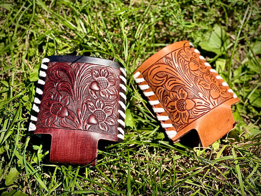 Maroon Leather Koozies